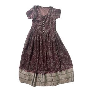 Sharifa Burgundy Short Sleeve Dress w/ Faux Buttons – Size L